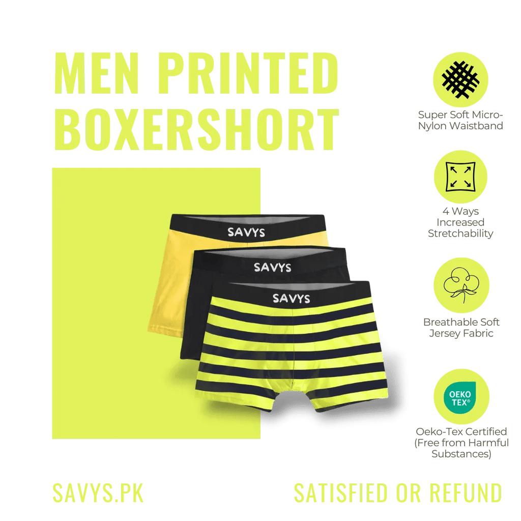 Men Printed Boxershort Underwear (Pack of 3) - Savys Retail - 