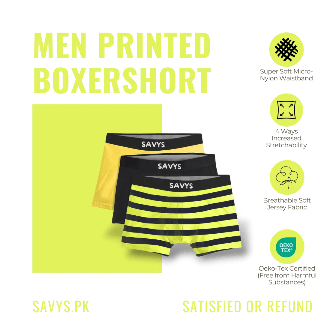 Men Printed Boxershort Underwear (Pack of 3) - Savys Retail - 
