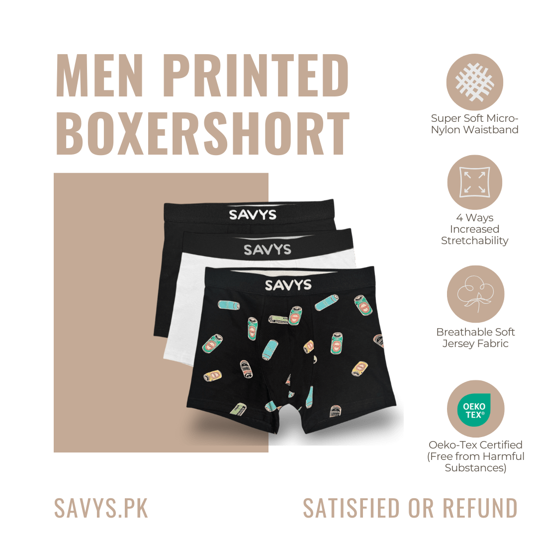 Men Printed Boxershort Underwear (Pack of 3) - Savys - 