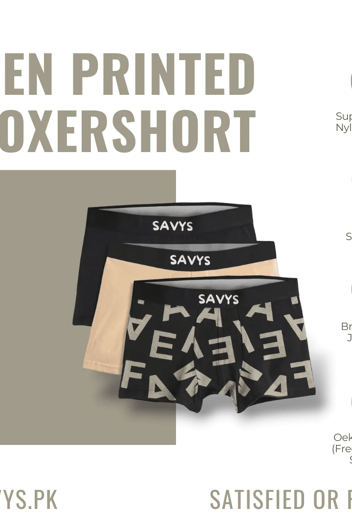 Men Printed Boxershort Underwear (Pack of 3) - Savys Retail - 