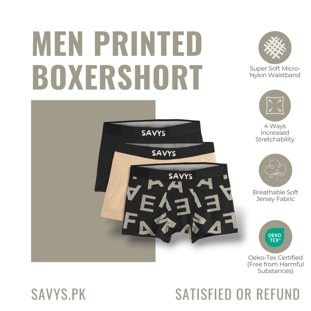 Men Printed Boxershort Underwear (Pack of 3) - Savys Retail - 