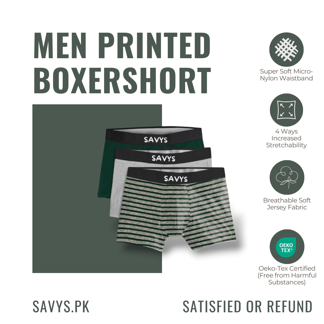 Men Printed Boxershort Underwear (Pack of 3) - Savys - 