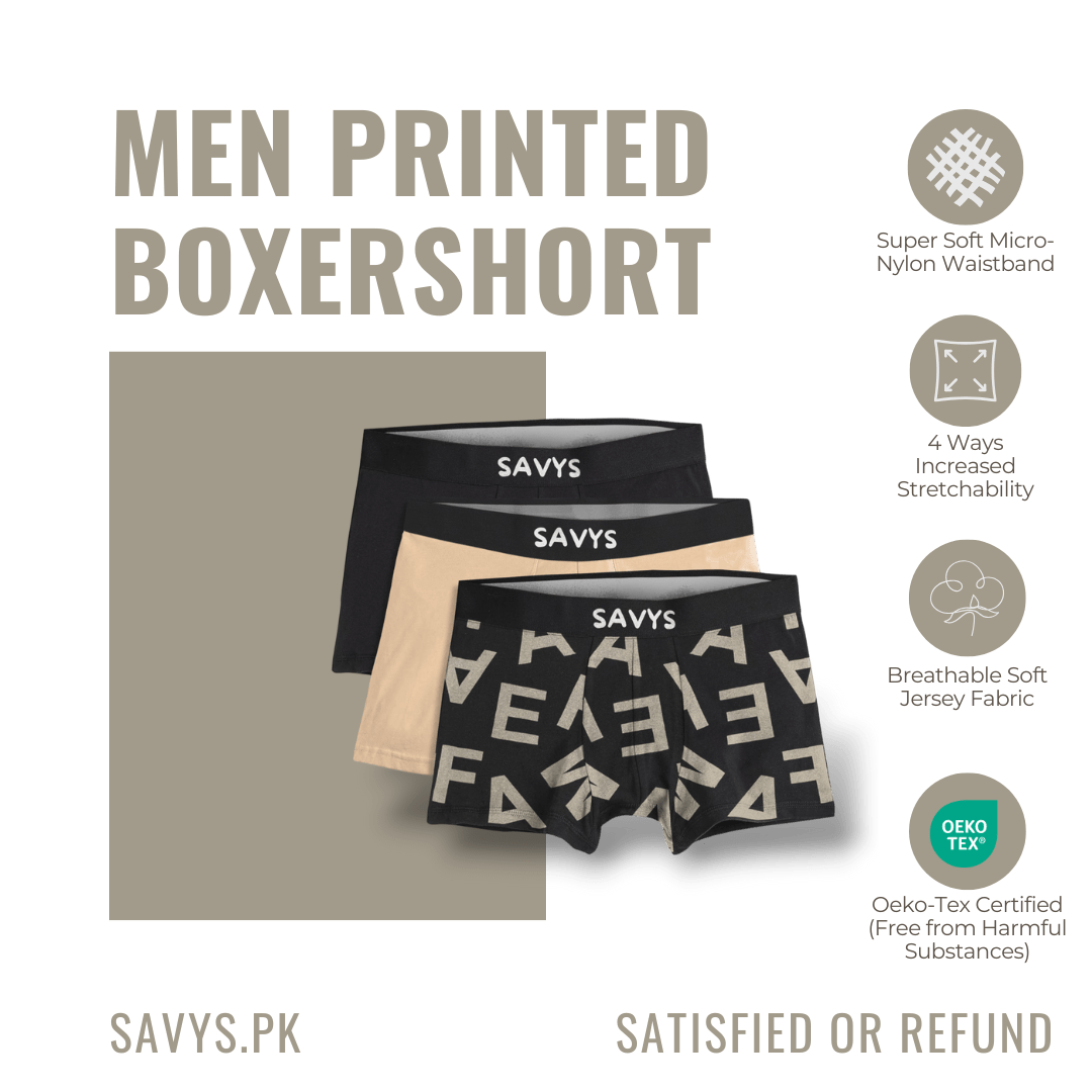 Men Printed Boxershort Underwear (Pack of 3) - Savys - 