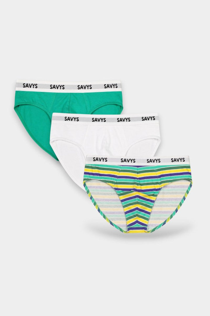 Men Printed Brief Underwear (Pack of 3) - Green Pulse - Savys Retail - 
