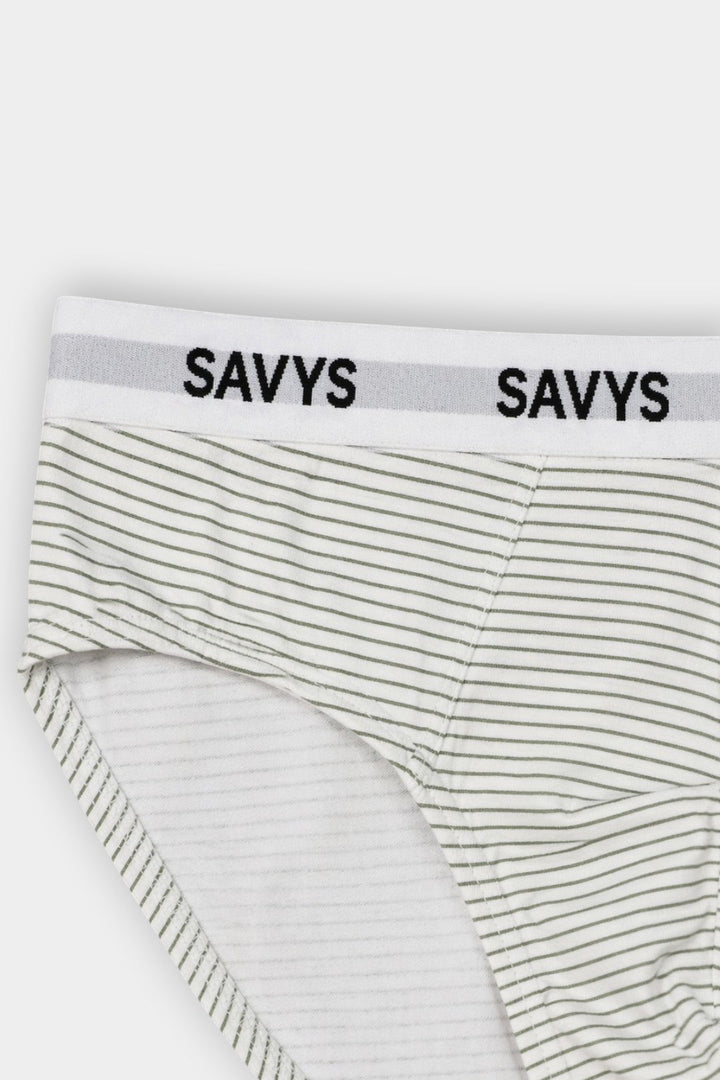 Men Printed Brief Underwear (Pack of 3) - Olive Stripe - Savys Retail - 