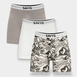 Men Printed Long Leg Boxer Brief (Pack of 3) - Savys - 