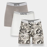 Men Printed Long Leg Boxer Brief (Pack of 3) - Savys - 