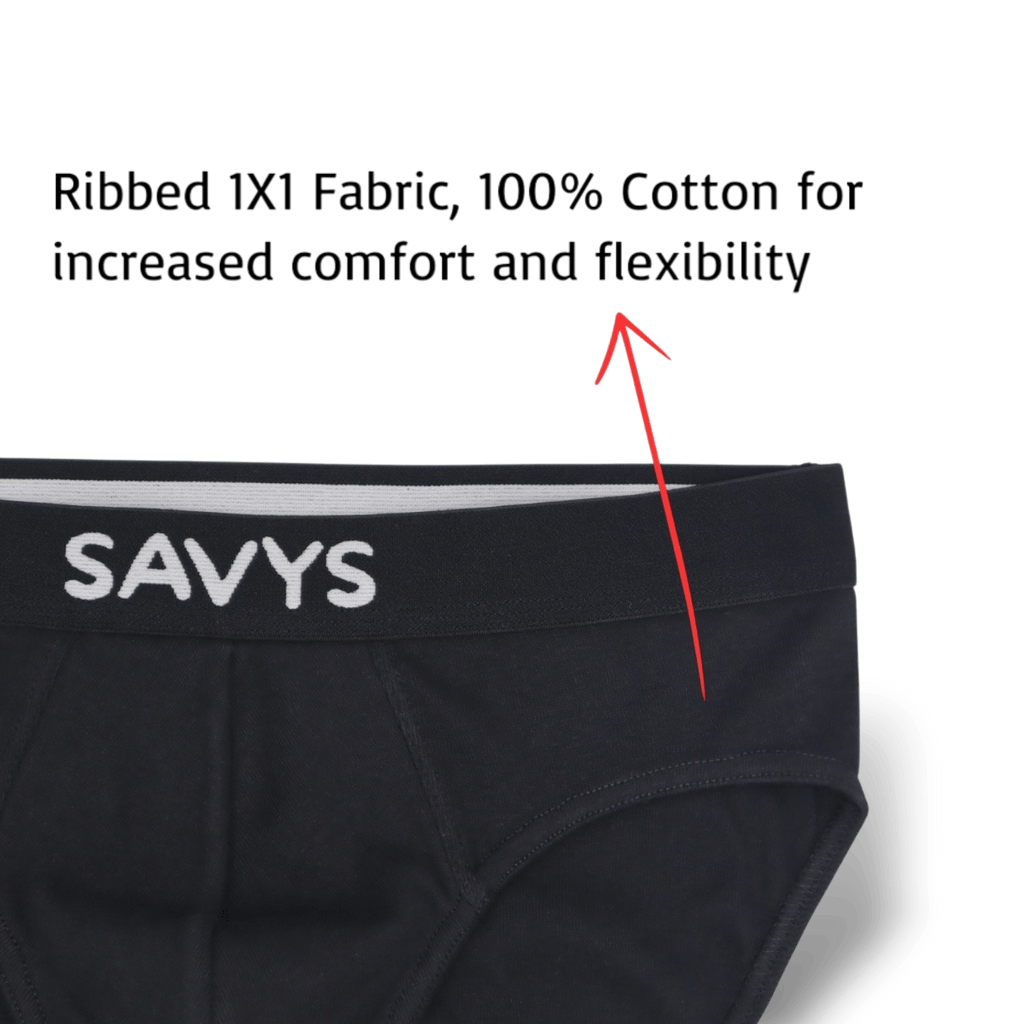 Men Ribbed Brief Underwear (Pack of 3) - Savys - 