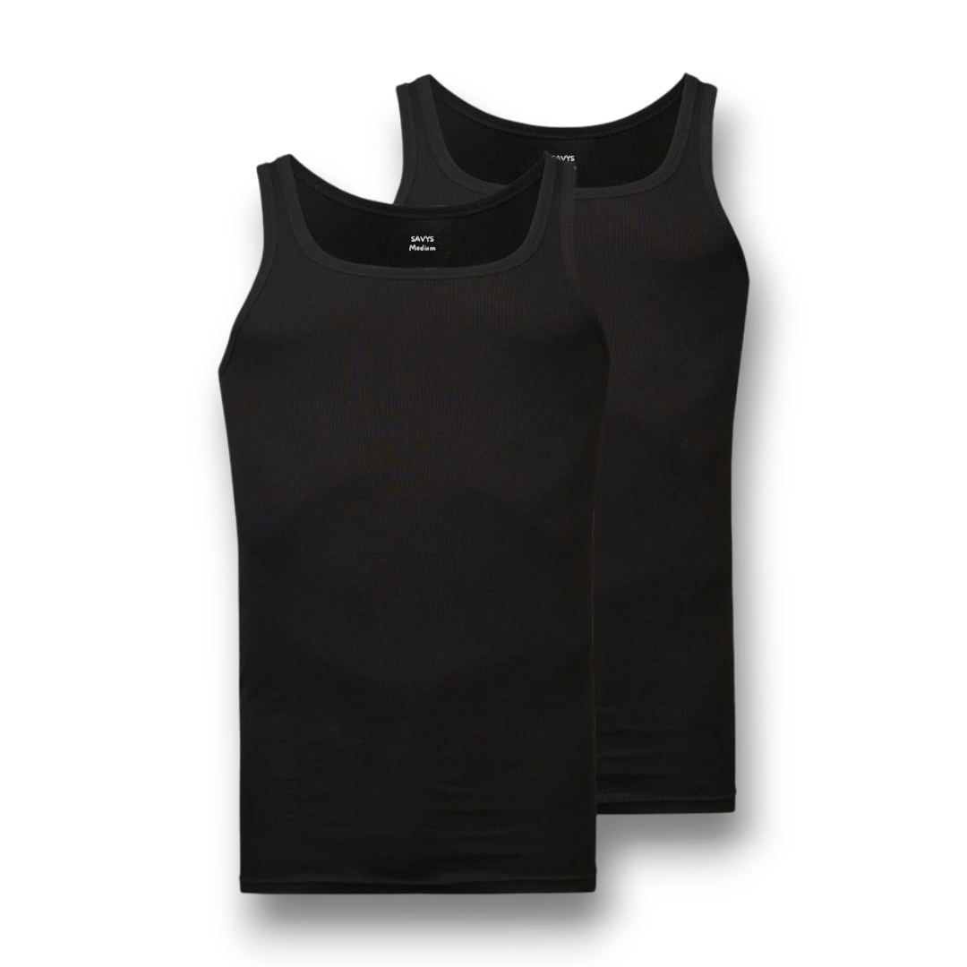 Men Ribbed Tank Top (Pack of 2) - Savys - 