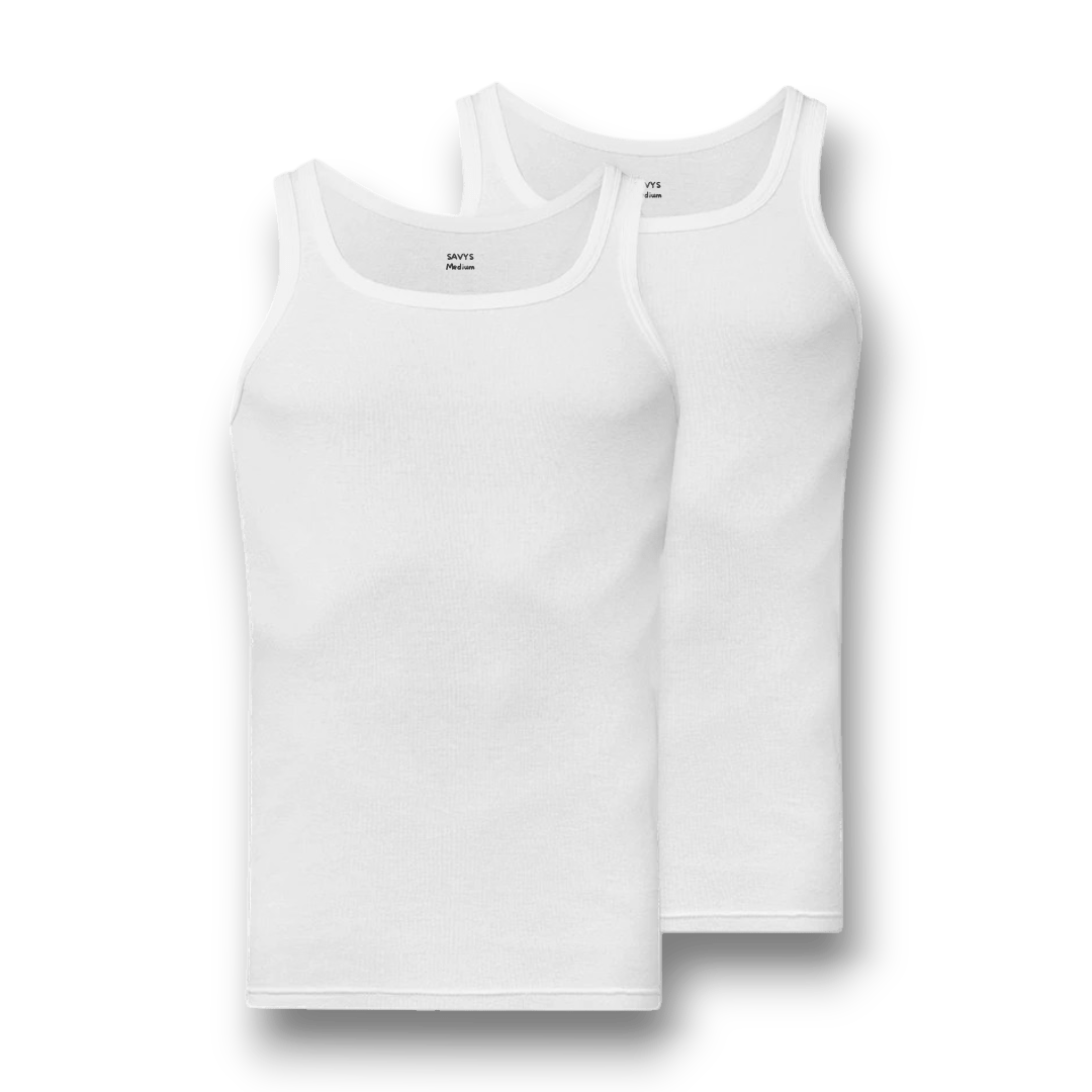 Men Ribbed Tank Top (Pack of 2) - Savys - 