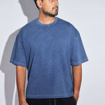 Navy Acid Washed Oversized Tee - Savys - 