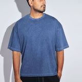 Navy Acid Washed Oversized Tee - Savys - 