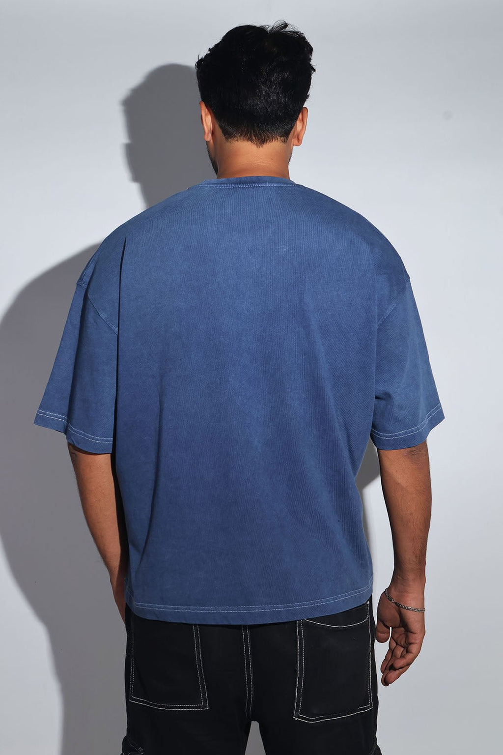 Navy Acid Washed Oversized Tee - Savys - 