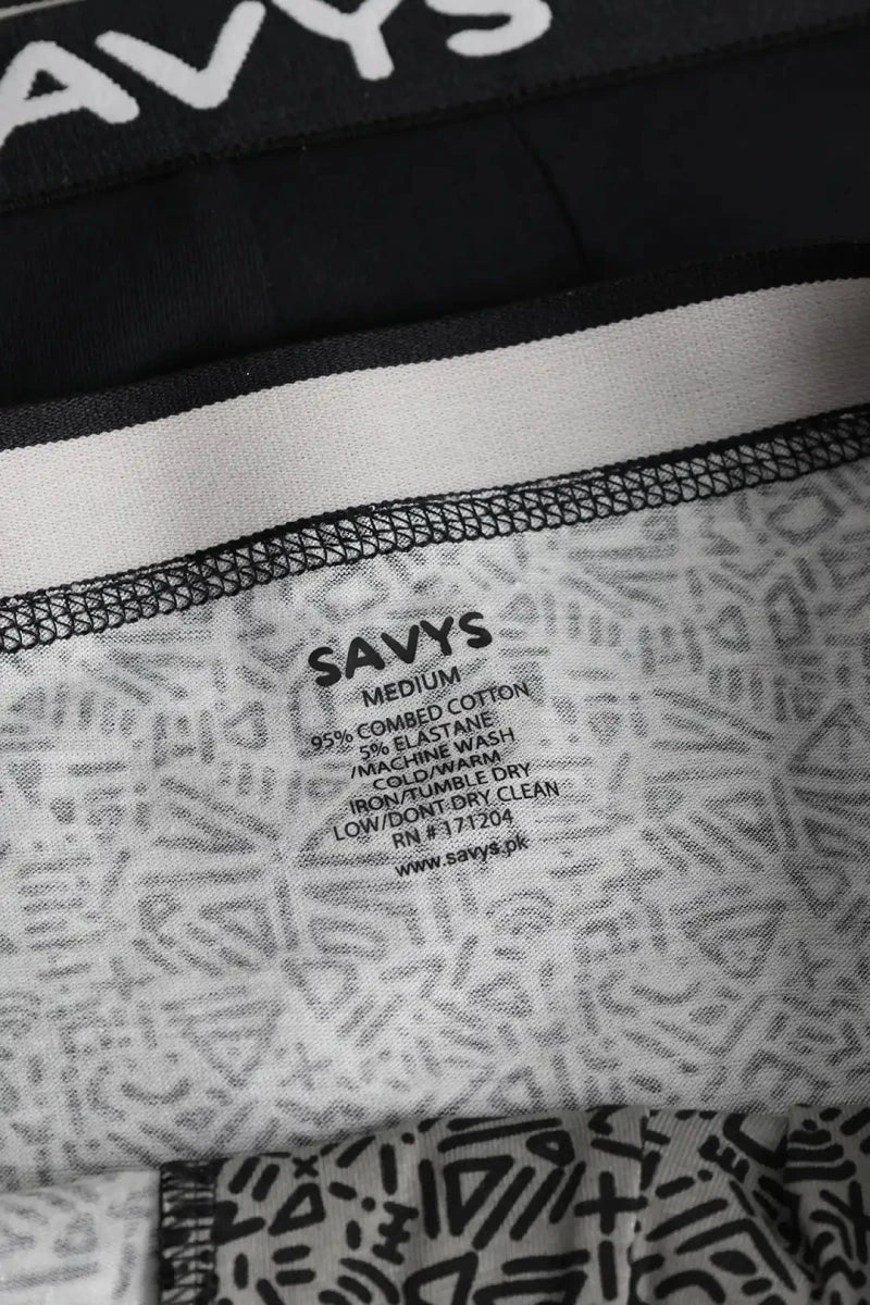 Printed Boxershort (Pack of 3) - Abstract Black - Savys Retail -