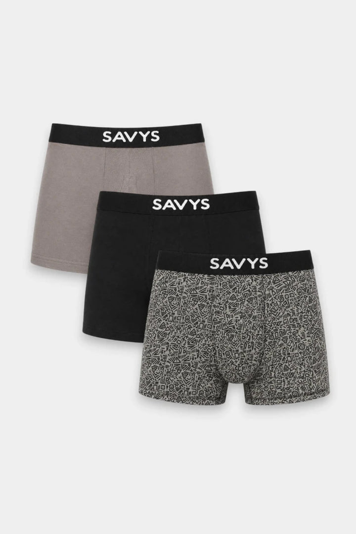 Printed Boxershort (Pack of 3) - Abstract Black - Savys Retail -