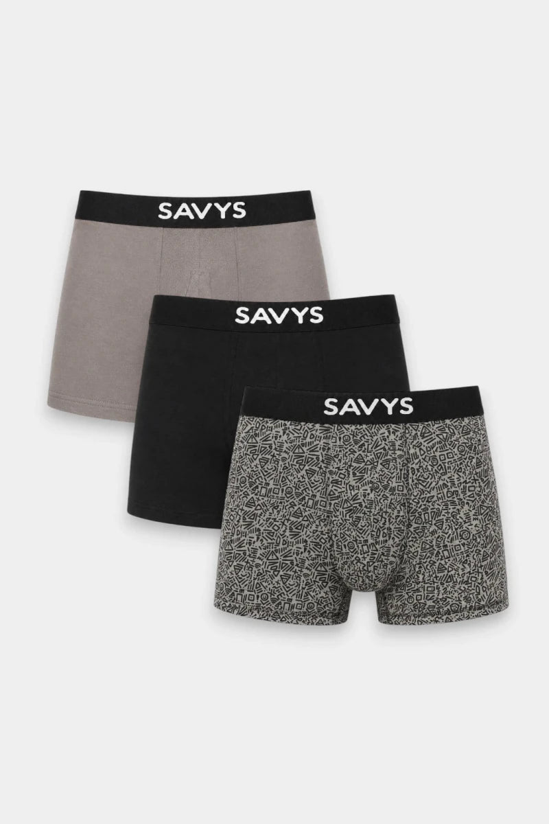 Printed Boxershort (Pack of 3) - Abstract Black - Savys Retail -