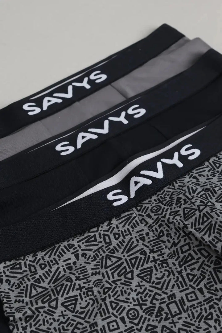 Printed Boxershort (Pack of 3) - Abstract Black - Savys Retail -