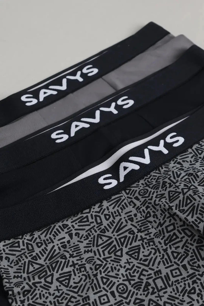 Printed Boxershort (Pack of 3) - Abstract Black - Savys Retail -