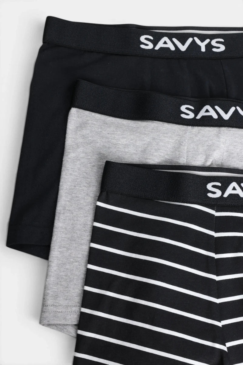 Printed Boxershort (Pack of 3) - Black Striper - Savys Retail -