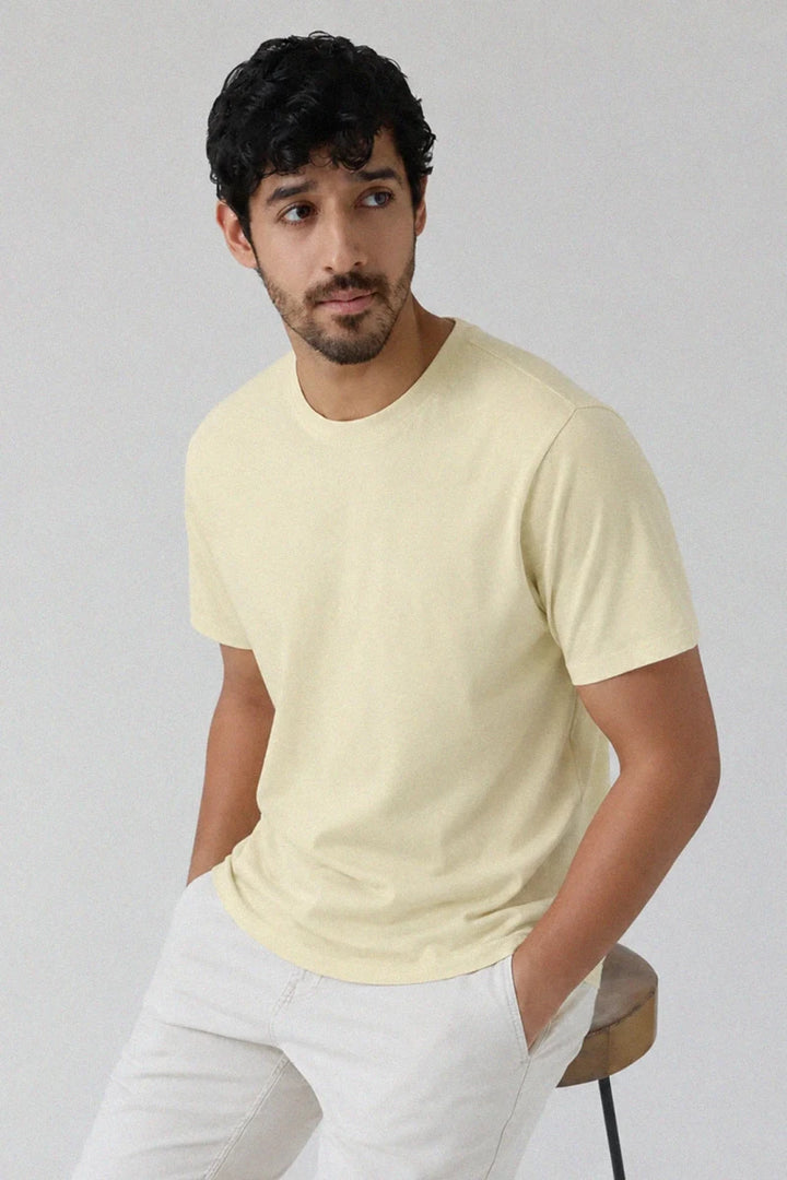 Regular Fit T Shirt - Pastel Yellow - Savys Retail -