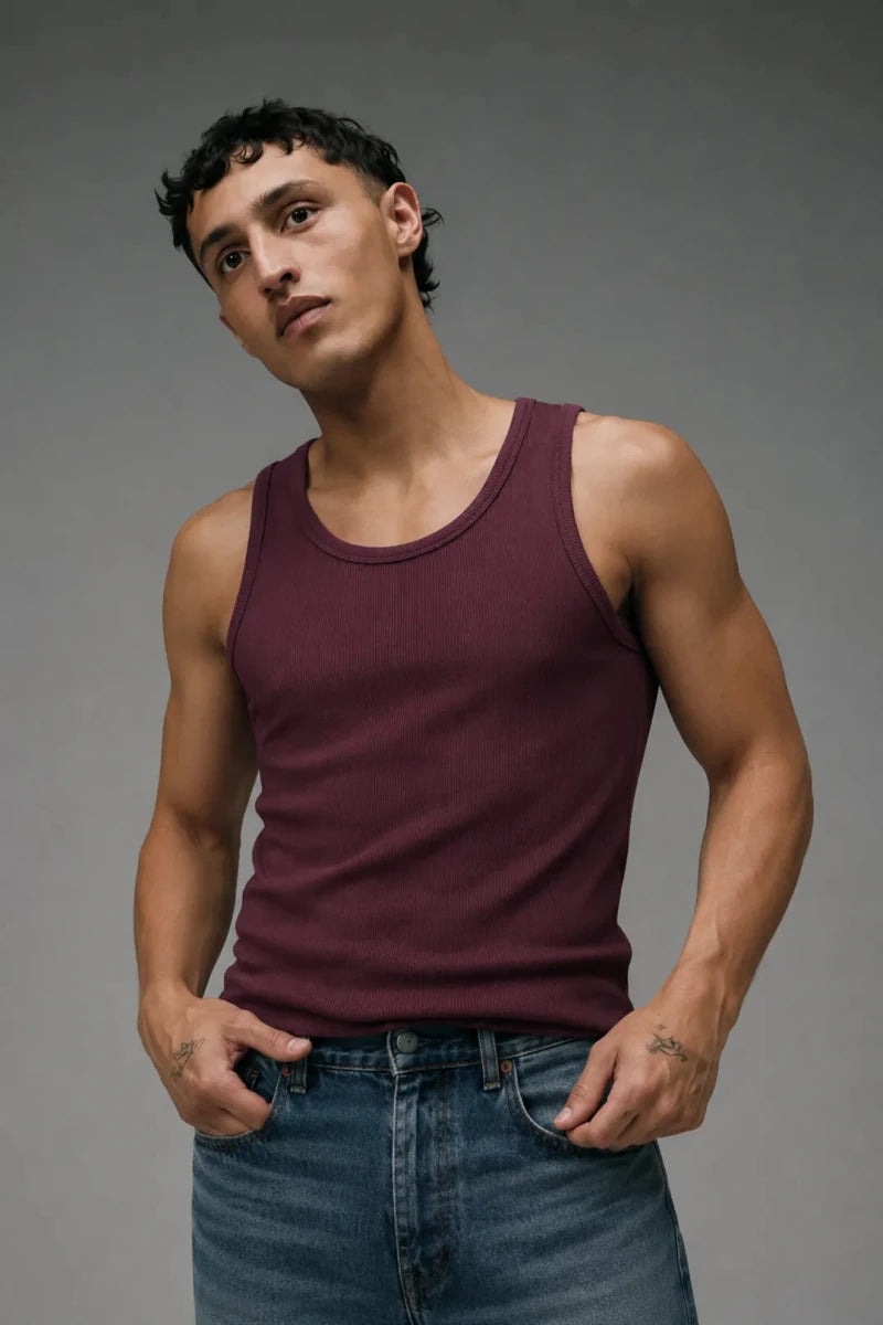 Rib Tank Top - Berry Wine - Savys Retail -