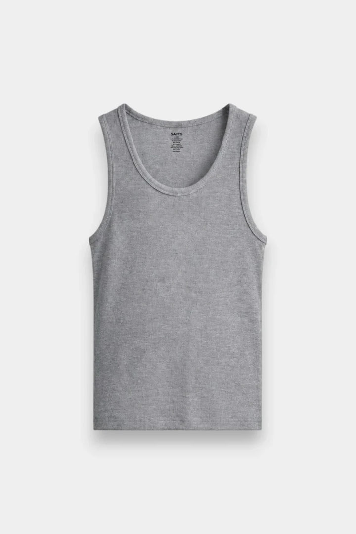 Rib Tank Top - Grey Melange - Savys Retail -