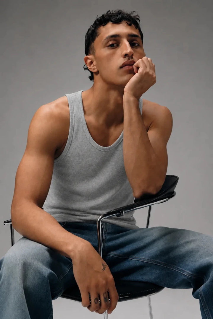 Rib Tank Top - Grey Melange - Savys Retail -