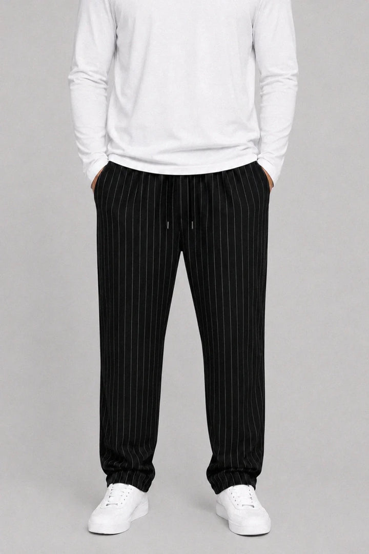 Straight Trouser - Black & White Striped - Savys Retail - lounge wear