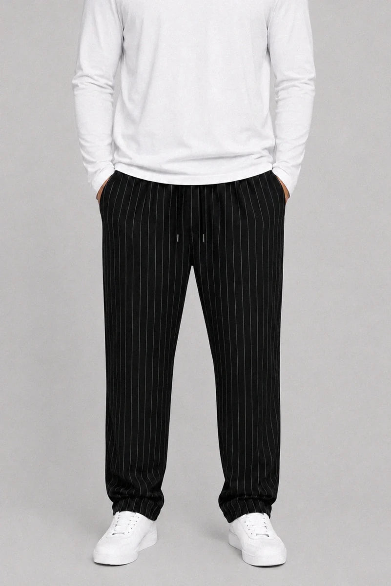 Straight Trouser - Black & White Striped - Savys Retail - lounge wear