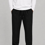 Straight Trouser - Black & White Striped - Savys Retail - lounge wear