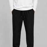 Straight Trouser - Black & White Striped - Savys Retail - lounge wear