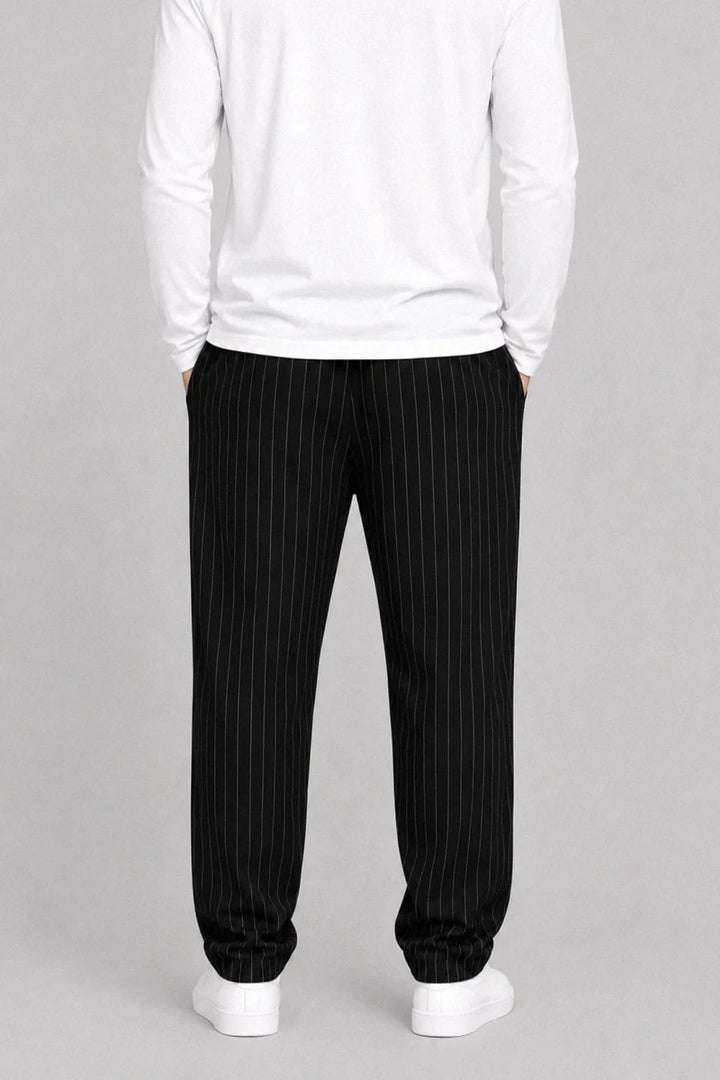 Straight Trouser - Black & White Striped - Savys Retail - lounge wear