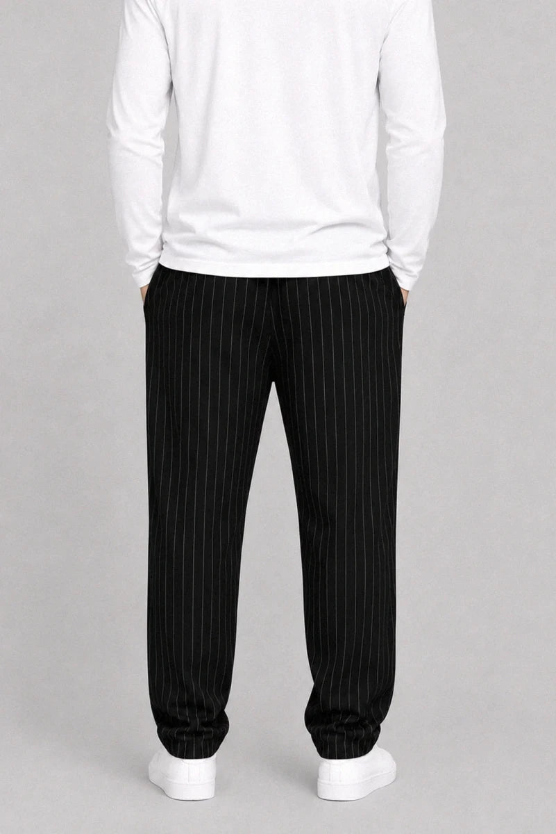 Straight Trouser - Black & White Striped - Savys Retail - lounge wear