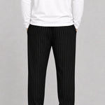 Straight Trouser - Black & White Striped - Savys Retail - lounge wear