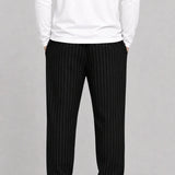Straight Trouser - Black & White Striped - Savys Retail - lounge wear