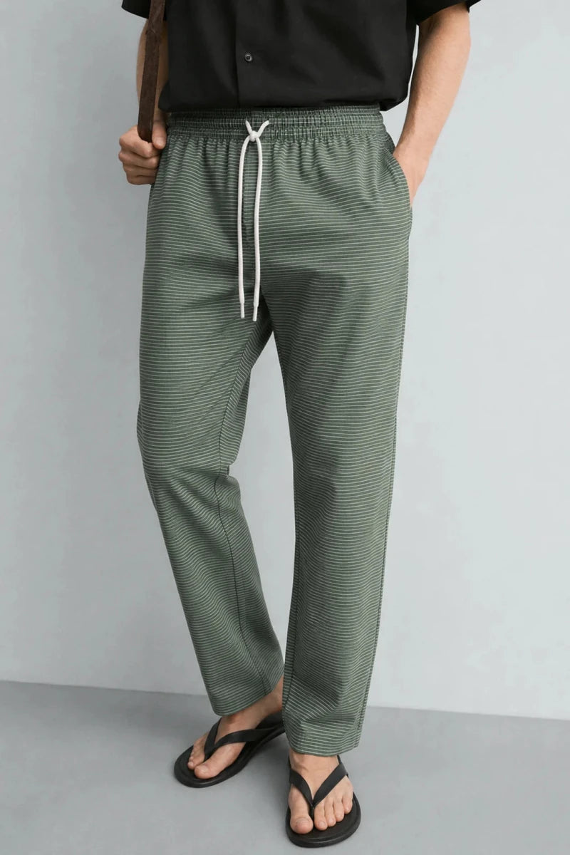 Straight Trouser - Green & White Striped - Savys Retail - lounge wear
