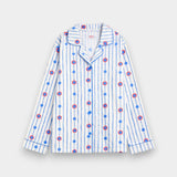 Women Cotton Sleepwear Set – Blue Blossom Stripe - Savys Retail - 