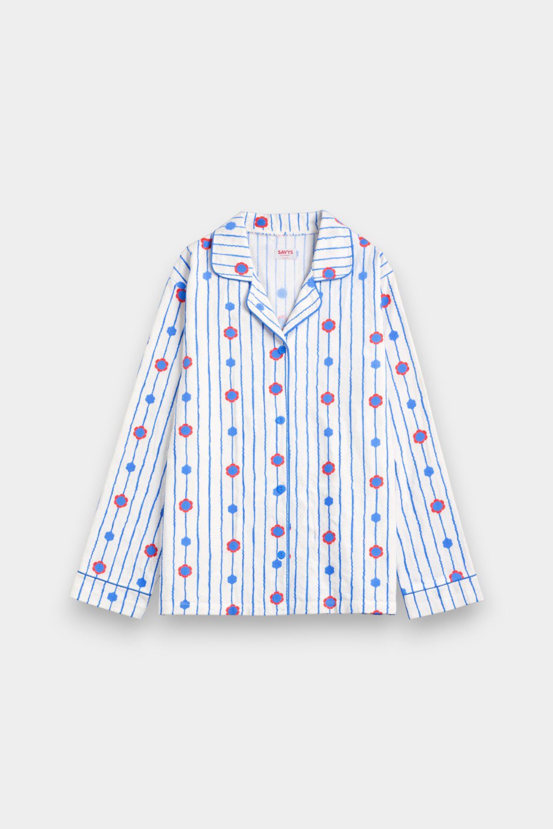 Women Cotton Sleepwear Set – Blue Blossom Stripe - Savys Retail - 