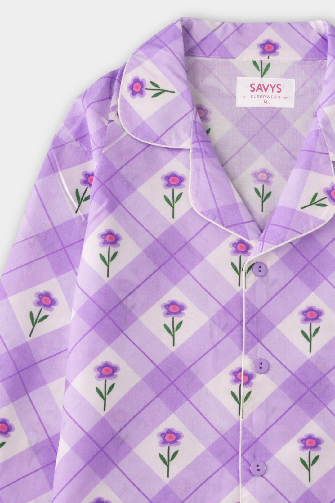 Women Cotton Sleepwear Set – Lavender Bloom - Savys Retail - 