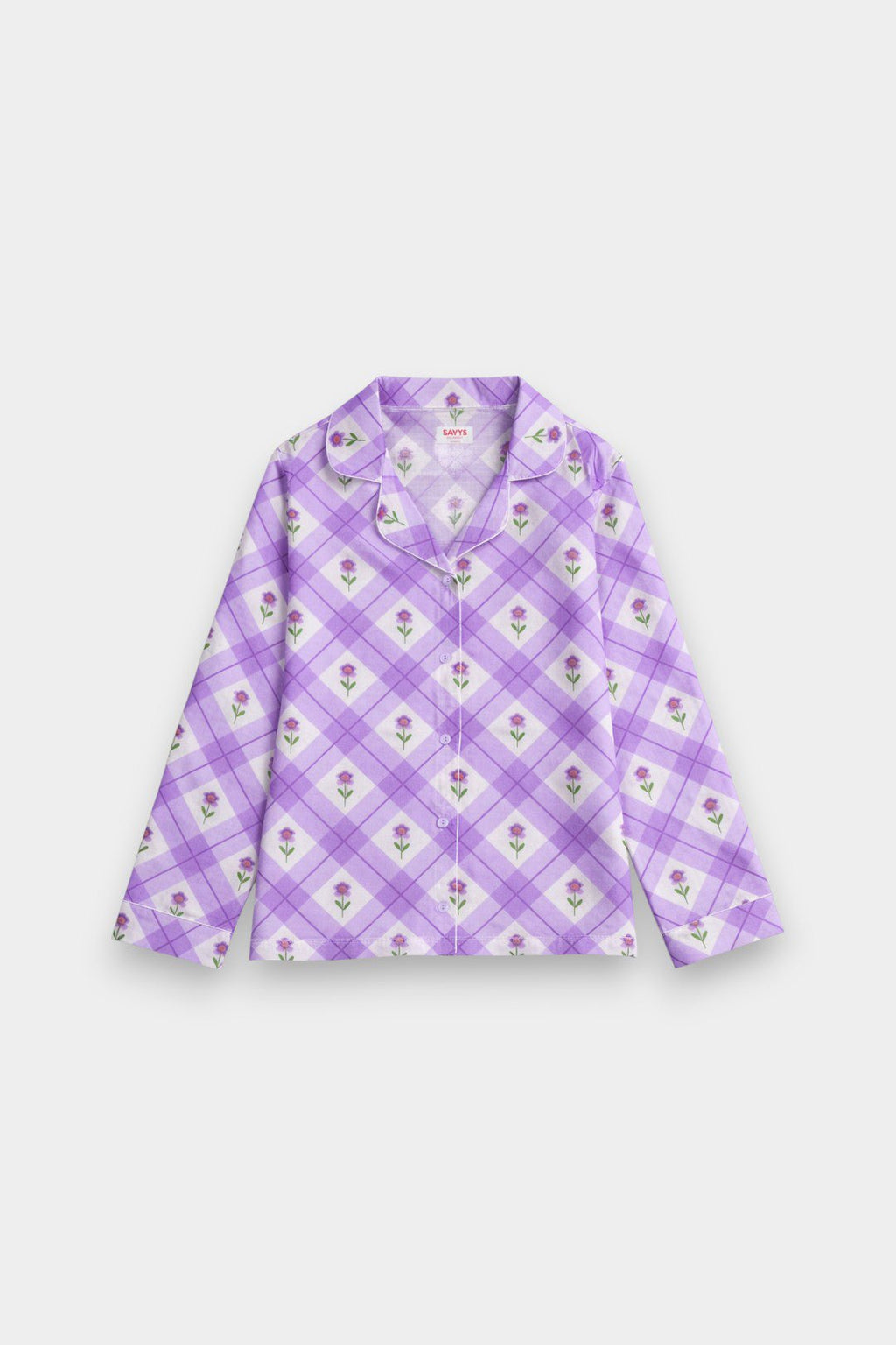 Women Cotton Sleepwear Set – Lavender Bloom - Savys Retail - 