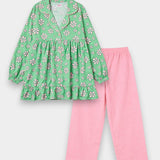 Women Cotton Sleepwear Set – Mint Blossom - Savys Retail - 