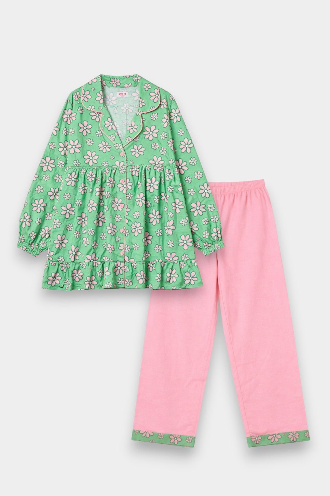Women Cotton Sleepwear Set – Mint Blossom - Savys Retail - 