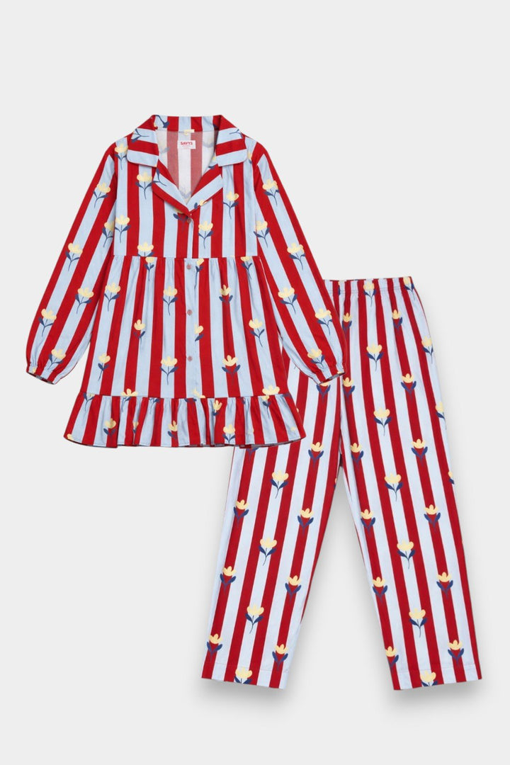 Women Cotton Sleepwear Set – Scarlet Blossom - Savys Retail - 