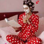 Women Cotton Sleepwear Set – Strawberry Bunny Red - Savys Retail -