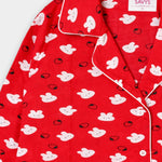 Women Cotton Sleepwear Set – Strawberry Bunny Red - Savys Retail - 