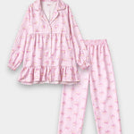 Women Silky Sleepwear Set – Blush Petal Stripe - Savys Retail - 
