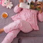 Women Silky Sleepwear Set – Blush Petal Stripe - Savys Retail -