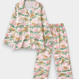 Women Silky Sleepwear Set – Leopard Garden - Savys Retail - 