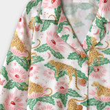 Women Silky Sleepwear Set – Leopard Garden - Savys Retail - 