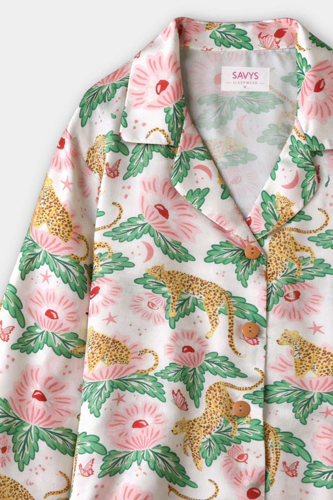 Women Silky Sleepwear Set – Leopard Garden - Savys Retail - 